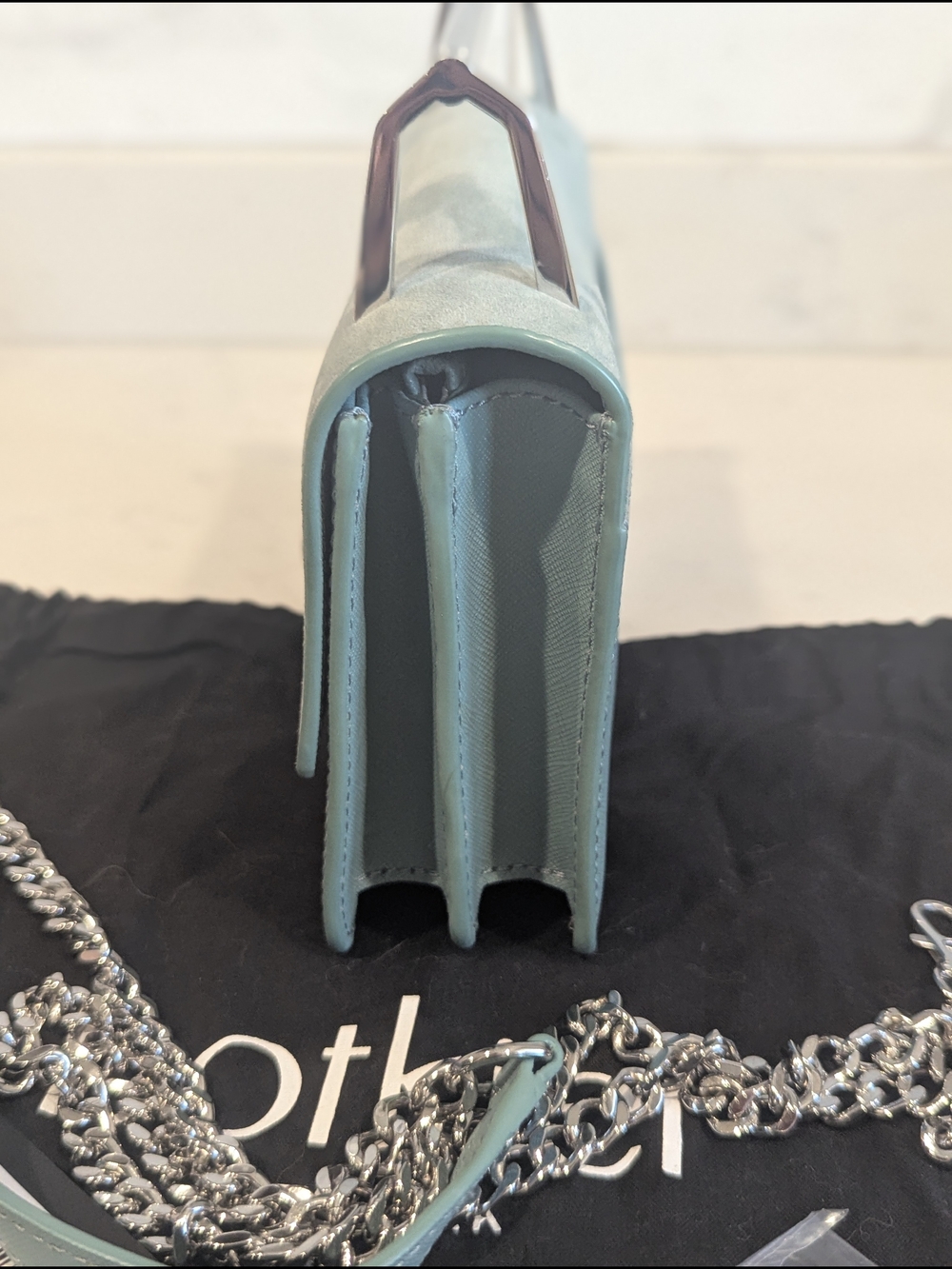 Botkier New York Lennox Blue Suede & Leather Chain Mini Shoulder Bag - Picture 5 of 10